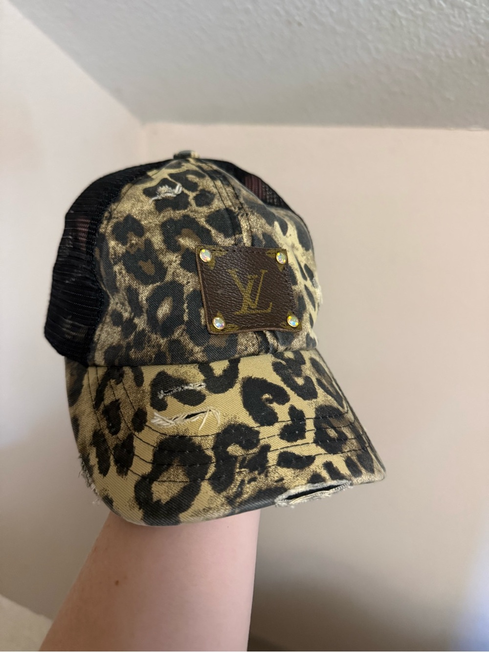 C.C Leopard Print Mesh Trucker Cap - Beige & Black - Picture 3 of 5